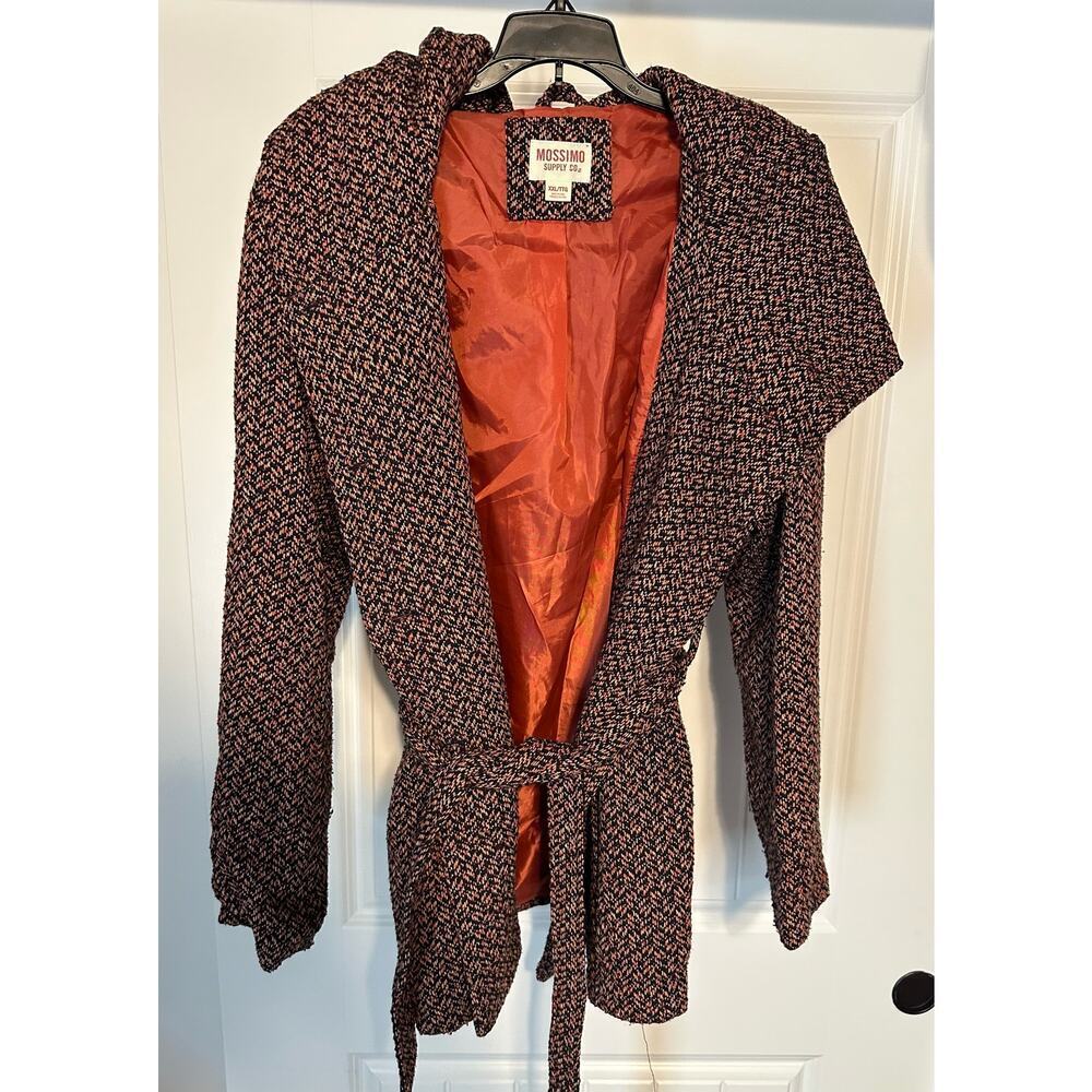 Mossimo Supply Co Women's S Tweed Burgundy Winter-Fall Belted Coat With Hood XXL - Picture 1 of 3